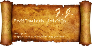 Frühwirth Jolán névjegykártya