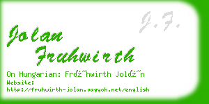 jolan fruhwirth business card